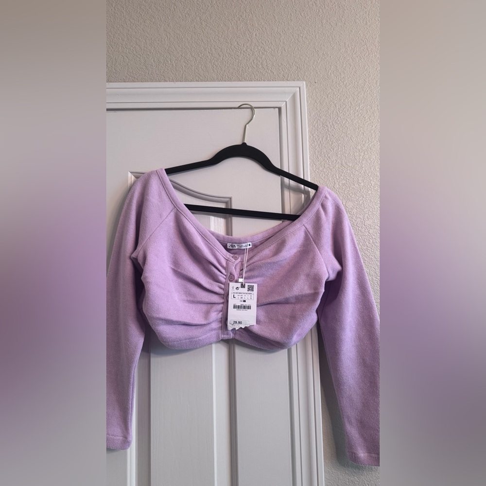 Zara Light Purple Button-Up Top